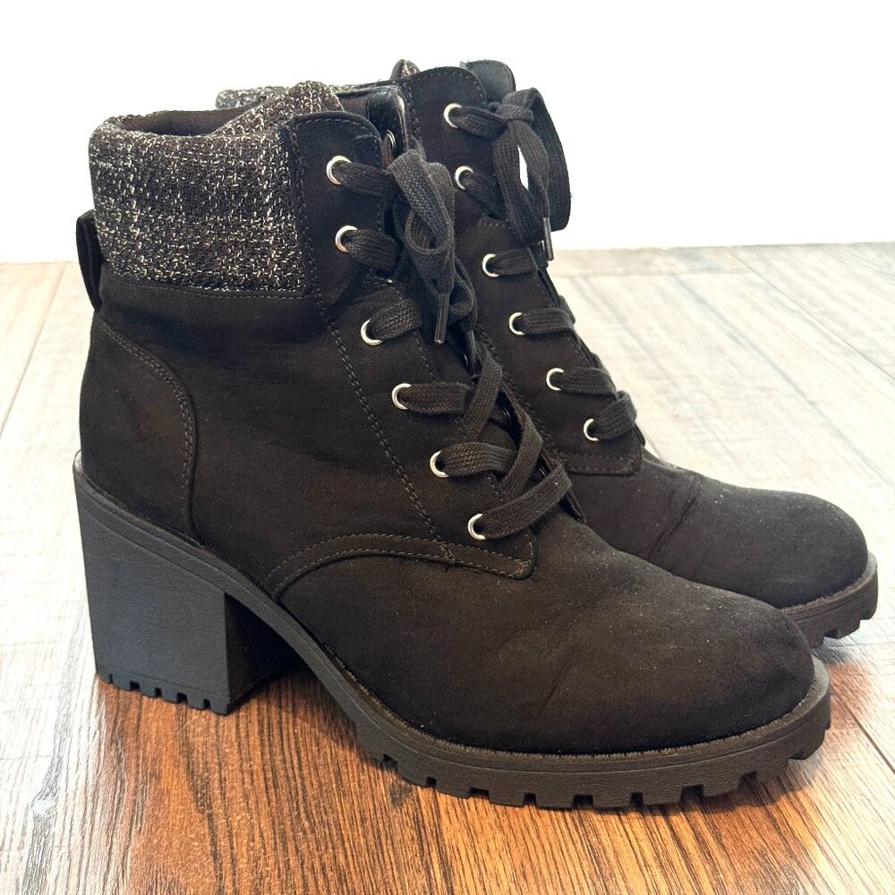 Sun + Stone Romina Zipper Ankle Combat & Lace-up Boots - 8.5